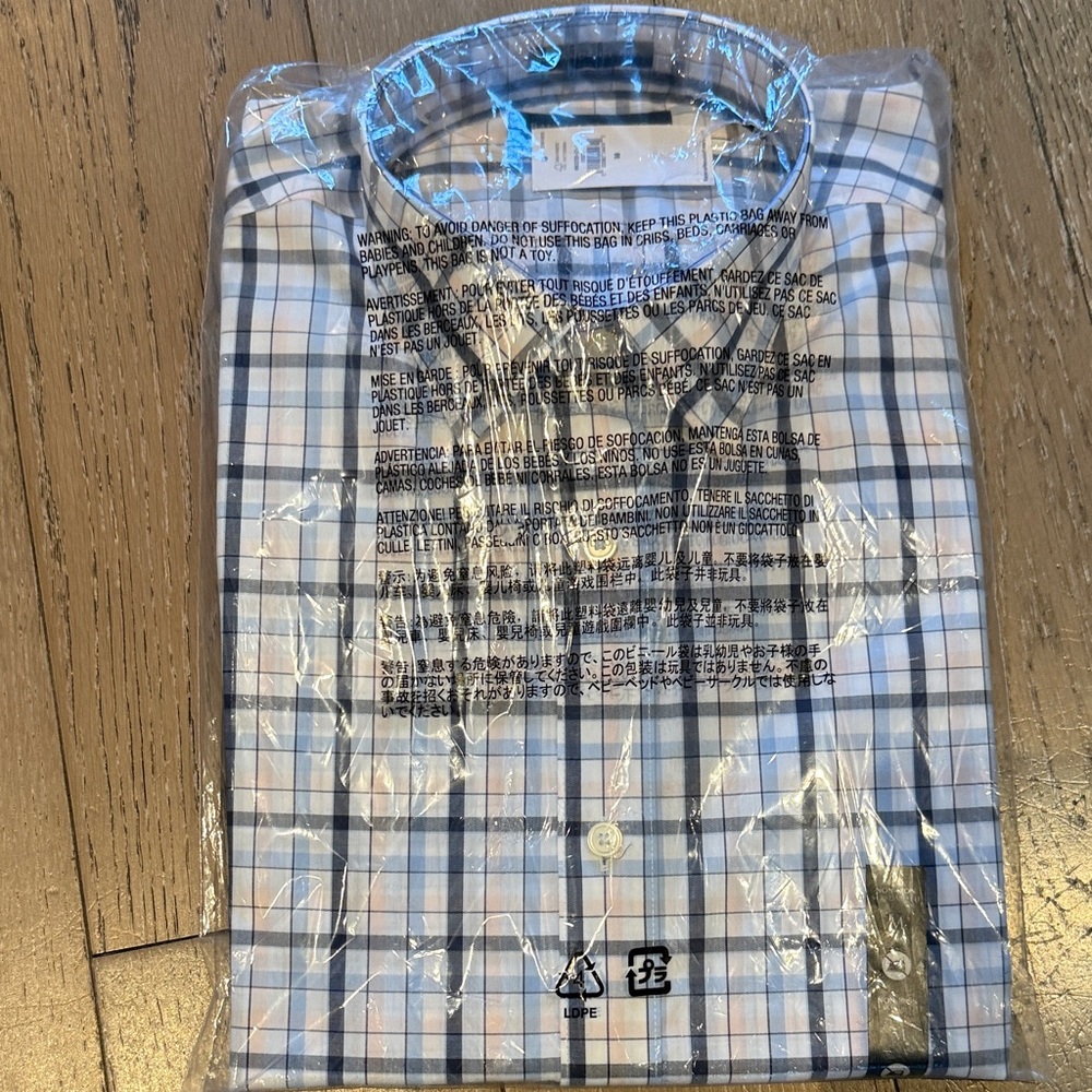 Banana Republic Men's Blue and White Checkered Shirt